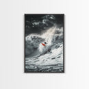 Surfer Wave, Ocean Power, Extreme Sports Art, Framed Canvas Print, Beach House Decor, Surfing Wall Art, Coastal Adventure Scene