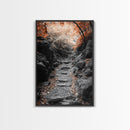 Rocky Trail, Autumn Leaves, Forest Path, Framed Canvas Print, Fall Nature Wall Art, Rustic Entryway Decor, Hiking Landscape Art