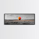 Hot Air Balloon, Colorful Sky, Open Field, Adventure Art, Framed Canvas Print, Whimsical Decor, Playroom Wall Art, Travel Theme