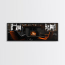 Fireplace Moment, Cozy Cabin Mood, Fall Comfort Scene, Framed Canvas Print, Hygge Wall Art, Masculine Decor, Warm Living Room Style