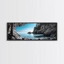 Coastal Cove, Ocean Escape, Blue Seascape, Nature View, Framed Canvas Print, Coastal Wall Decor, Bathroom Art, Nautical Beach Art