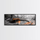 Forest Pool, Hidden Waterfall, Tranquil Woods, Canvas Print, calming rustic wall art, woodland decor, nature retreat artwork