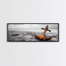 Rusted Anchor, Coastal Decay, Ocean Shore, Nautical Minimalism, Framed Canvas Print, Beach House Wall Art, Bathroom Wall Decor