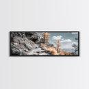 Canyon Hike, Autumn Pathway, Orange Foliage, Rocky Trail, Framed Canvas Print, Nature Adventure Wall Art, Boho Fall Home Decor