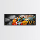 Closeup Lobster Claws, Colorful Sea Creature Art, Bold Detail Nature Print, Framed Canvas Print, Kitchen Wall Art, Tropical Coastal Decor