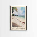 Air Manis Beach, Indonesia Watercolor Beach Print, Vacation Gift, Indonesia Wall Art, Framed Canvas Print, Framed Beach Painting