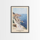 Cabrera, Spain Watercolor Beach Print, Vacation Gift, Spain Wall Art, Framed Canvas Print, Framed Beach Painting