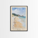 Freshwater Beach, Australia Watercolor Beach Print, Vacation Gift, Australia Wall Art, Framed Canvas Print, Framed Beach Painting