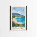 Hanalei Bay, Hawaii Watercolor Beach Print, Vacation Gift, Hawaii Wall Art, Framed Canvas Print, Framed Beach Painting