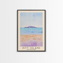 Pitt Island, New Zealand Watercolor Beach Print, Vacation Gift, New Zealand Wall Art, Framed Canvas Print, Framed Beach Painting