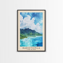 Rarotonga, Cook Islands Watercolor Beach Print, Vacation Gift, Cook Islands Wall Art, Framed Canvas Print, Framed Beach Painting