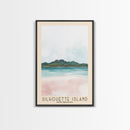 Silhouette Island, Seychelles Watercolor Print, Vacation Gift, Seychelles Wall Art, Beach Painting, Beach Decor, Large Wall Art, Wood Frame Art