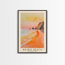 Wainui Beach, New Zealand Watercolor Print, Vacation Gift, New Zealand Wall Art, Beach Painting, Beach Decor, Large Wall Art, Wood Frame Art
