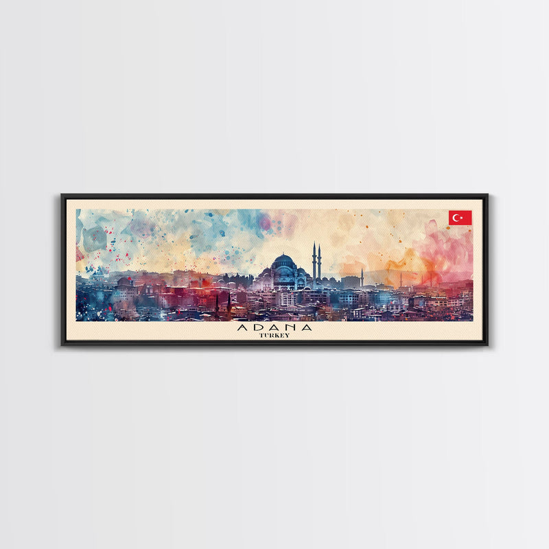 Adana Turkey  Travel Art, City Art, Framed Canvas Print or Metal Wall Art, Europe Travel Poster, Panoramic Wall Art, Extra Wide Wall Art