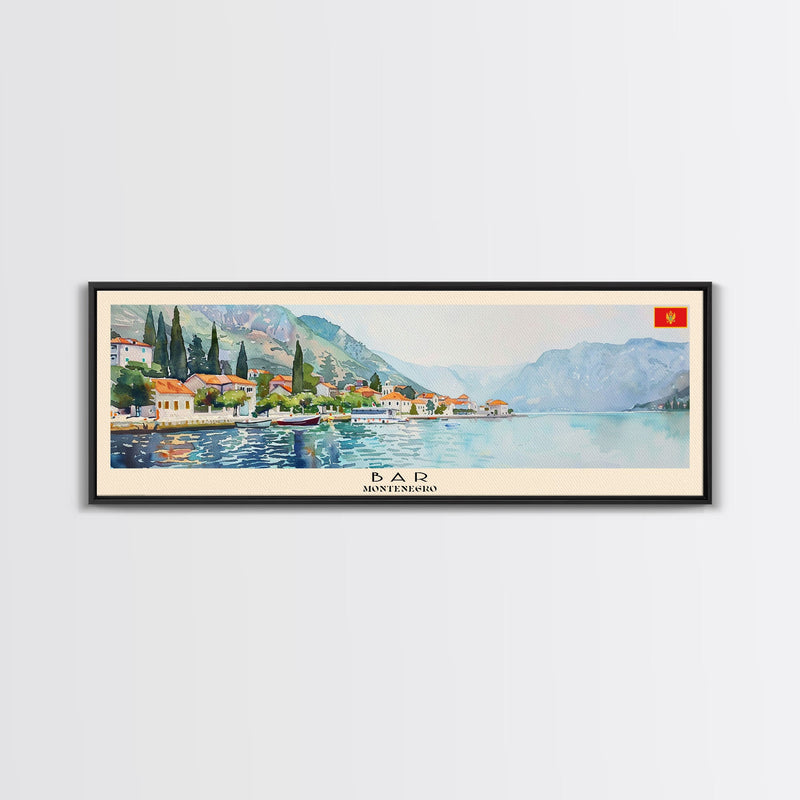 Bar Montenegro Travel Print Wall Art, Panoramic City Art, Travel Art, Wall Decor, Vacation Gift, Framed Canvas Print Or Metal Art