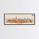 Oxford United Kingdom Panoramic Travel Poster, Framed Canvas Print or Metal Wall Art, Travel Art, Home Decor, Panoramic Painting, Midcentury Art