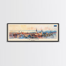 Tallinn Estonia Panoramic Travel Poster, Framed Canvas Print or Metal Wall Art, Travel Art, Home Decor, Panoramic Painting, Midcentury Art