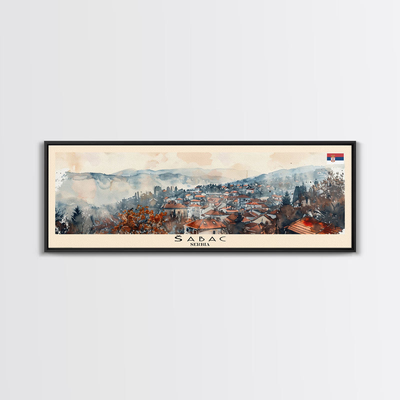 Å abac Serbia Wall Art, Panoramic Travel Poster, Panoramic Framed Canvas Print, City Wall Art, Wall Hanging Home Decor, Travel Art