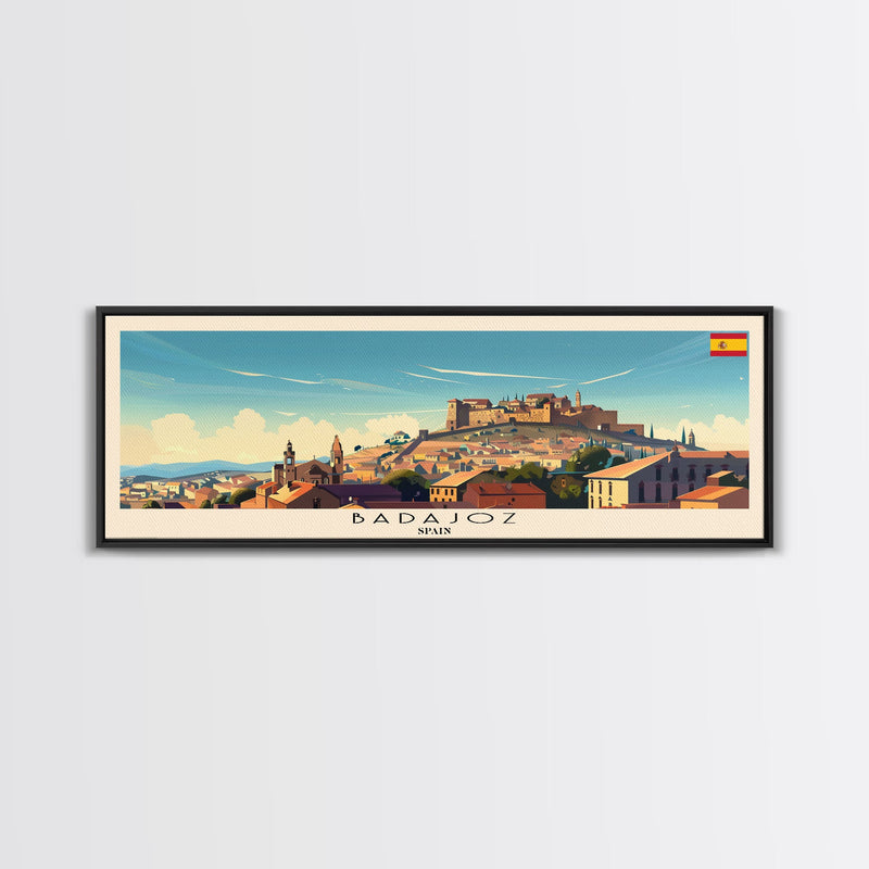 Badajoz Spain Wall Art, Panoramic Travel Poster, Panoramic Framed Canvas Print, City Wall Art, Wall Hanging Home Decor, Travel Art