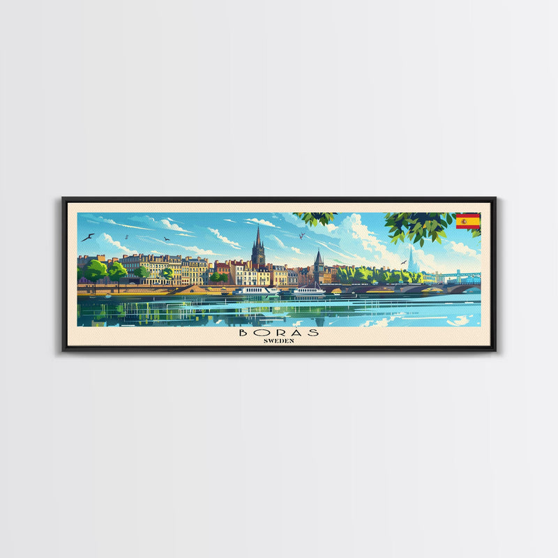 BorÃ¥s Sweden Travel Art, City Art, Framed Canvas Print or Metal Wall Art, Europe Travel Poster, Panoramic Wall Art, Extra Wide Wall Art