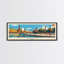 Seville Spain Panoramic Travel Poster, Framed Canvas Print or Metal Wall Art, Travel Art, Home Decor, Panoramic Painting, Midcentury Art