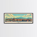 Turin Italy Panoramic Travel Poster, Framed Canvas Print or Metal Wall Art, Travel Art, Home Decor, Panoramic Painting, Midcentury Art