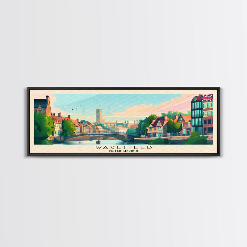 Wakefield United Kingdom Travel Print Wall Art, Panoramic City Art, Travel Art, Wall Decor, Vacation Gift, Framed Canvas Print Or Metal Art