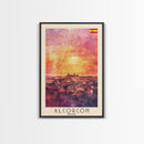 Alcorcón Spain Sunset Skyline Travel Poster Art, Framed Canvas Print, Beautiful Wall Art for Living Room or Bedroom, Home Decoration