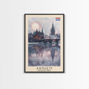 Arnhem Netherlands Travel Poster Framed Canvas Print, Wall Art, Home Decor, Vacation Print, Watercolor Painting, Cityscape Art