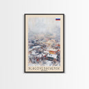 Blagoveshchensk Russia Travel Poster Framed Canvas Print, Wall Art, Home Decor, Travel Print, Winter Scene, Original Art