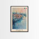 Brescia Italy Travel Poster Framed Canvas Print, Cityscape Art, Wall Decor, Travel Print, Watercolor Painting, Boho Style Art