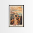 Glyfada Greece Coastline Art, Framed Canvas Print, Living Room Wall Art, Travel Poster, Home Decor, Greek Art
