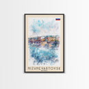 Nizhnevartovsk Russia Framed Canvas Print, Scenic Travel Poster, Watercolor Painting, Wall Art, Home Decor, Russian Landscape, Urban Style