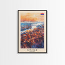 Osijek Croatia Travel Poster Framed Canvas Print, Watercolor Painting, Scenic Wall Art, Home Decor, Croatian Landscape, Rustic Art