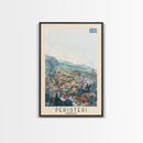 Peristeri Greece Travel Poster Framed Canvas Print, Watercolor Painting, Scenic Wall Art, Home Decor, Greek Landscape, Classic Art