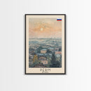 Perm Russia Travel Poster Framed Canvas Print, Watercolor Painting, Scenic Wall Art, Home Decor, Russian Landscape, Urban Art