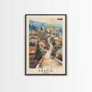 Vranje Serbia Travel Poster Framed Canvas Print, Watercolor Painting, Scenic Wall Art, Home Decor, Serbian Landscape, Traditional Art