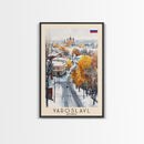 Yaroslavl Russia Travel Poster Framed Canvas Print, Watercolor Painting, Scenic Wall Art, Home Decor, Russian Landscape, Perfect Gift Idea