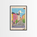 Aachen Germany Travel Poster Framed Canvas Print, Midcentury Modern Wall Art, Pop Art Home Decor, Vacation Gift, Living Room Art, Architectural Print