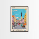 Arad Romania Travel Poster Framed Canvas Print, Midcentury Modern Art, Pop Art Wall Decor, Home Decor, Vacation Gift, Living Room Art