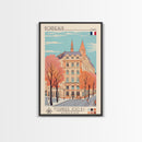 Bordeaux France Travel Poster Framed Canvas Print, Midcentury Modern Art, Pop Art Home Decor, Scenic Wall Art, Living Room Decoration
