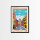 Bradford United Kingdom Travel Poster Framed Canvas Print, Midcentury Modern Art, Pop Art Wall Decor, Home Decor, Vacation Gift, Living Room Art