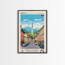 Brčko Bosnia and Herzegovina Travel Poster Framed Canvas Print, Midcentury Modern Art, Pop Art Wall Decor, Home Decor, Living Room Art