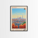 Brussels Belgium Travel Poster Framed Canvas Print, Midcentury Modern Art, Pop Art Wall Decor, Home Decor, Vacation Gift, Living Room Art
