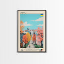 Dnipro Ukraine Travel Poster Framed Canvas Print, Midcentury Modern Art, Pop Art Wall Decor, Home Decor, Vacation Gift, Living Room Art