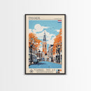 Enschede Netherlands Travel Poster Framed Canvas Print, Midcentury Modern Art, Pop Art Wall Decor, Scenic Wall Art, Bedroom Decoration