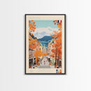 Grenoble France Travel Poster Framed Canvas Print, Midcentury Modern Art, Pop Art Wall Decor, Home Decor, Vacation Gift, Office Art
