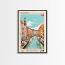 Horsens Denmark Travel Poster Framed Canvas Print, Midcentury Modern Art, Pop Art Wall Decor, Home Decor, Vacation Gift, Office Art