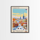 Khabarovsk Russia Travel Poster Framed Canvas Print, Midcentury Modern Art, Pop Art Wall Decor, Home Decor, Vacation Gift, Office Art