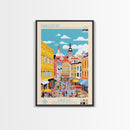 Kragujevac Serbia Travel Poster Framed Canvas Print, Midcentury Modern Art, Pop Art Wall Decor, Scenic Wall Art, Living Room Decoration, Office Art